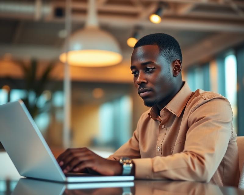 Job seeker searching listings on a laptop